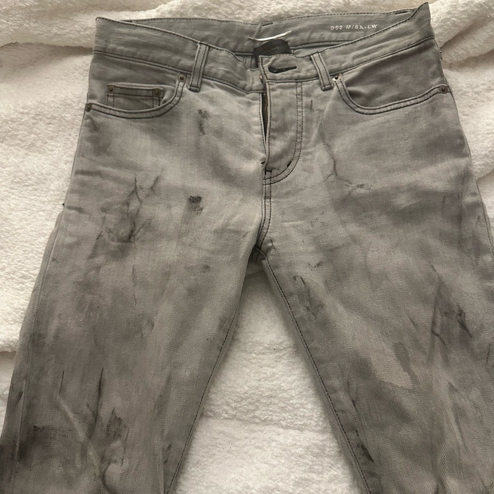 Saint Laurent Gray Distressed Skinny Jeans Men’s 28